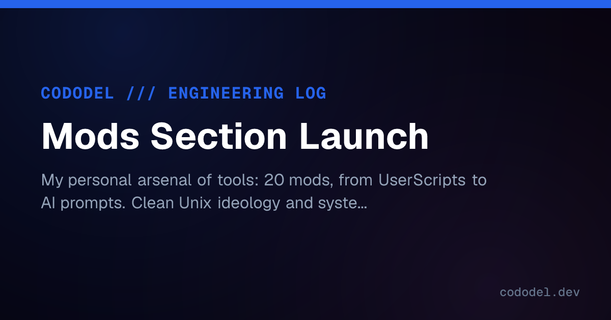 Mods Section Launch | Cododel