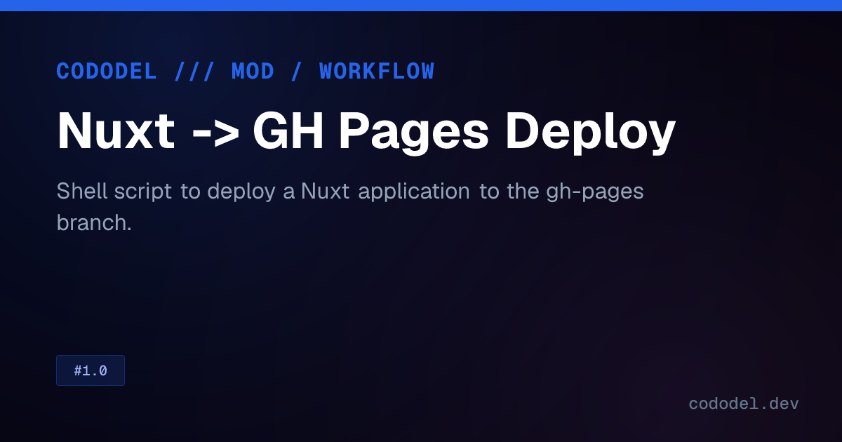 Nuxt -> GH Pages Deploy | Cododel